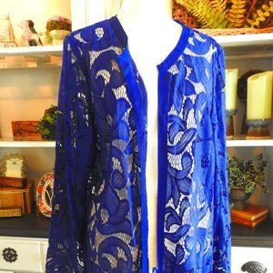 Beautiful Blue Cutwork Jacket Chicos Large